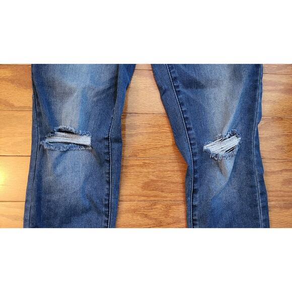 Aeropostale Womens Mid Rise Jegging Medium Wash Size 6 Distressed Ripped Knees - Picture 5 of 11